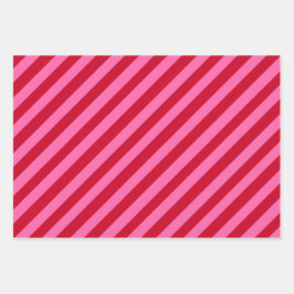 Pink and Red Christmas Peppermint Stripes  ラッピングペーパーシート