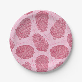 Pink and Red Christmas Pinecones ペーパープレート