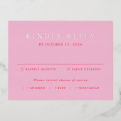 Pink and Red Classic Wedding Foil RSVP Card 箔招待状ポストカード (正面)