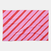 Pink and Red Diagonal Stripes  キッチンタオル (横)