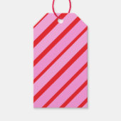 Pink and Red Diagonal Stripes ギフトタグ (正面)