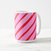 Pink and Red Diagonal Stripes  コーヒーマグカップ (正面右)