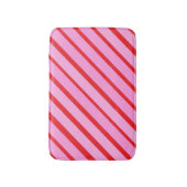 Pink and Red Diagonal Stripes  バスマット (正面縦)