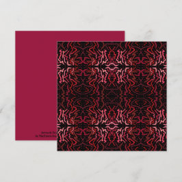 Pink And Red Dots And Squiggles Pattern On Black カード