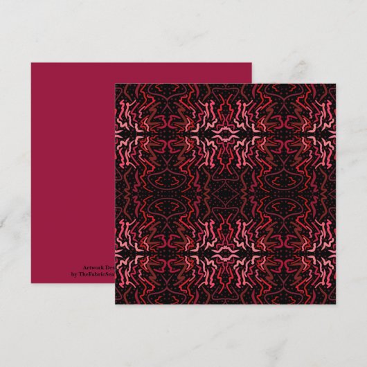Pink And Red Dots And Squiggles Pattern On Black カード (正面/裏面)