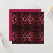 Pink And Red Dots And Squiggles Pattern On Black カード (正面/裏面インサイチュ)