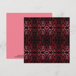 Pink And Red Dots And Squiggles Pattern On Black カード