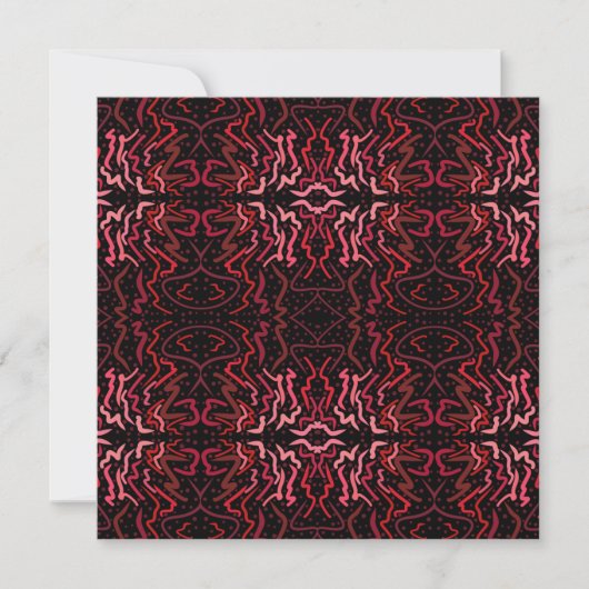 Pink And Red Dots And Squiggles Pattern On Black カード (正面)