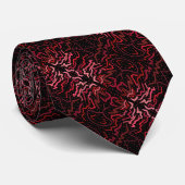 Pink And Red Dots And Squiggles Pattern On Black ネクタイ (ロール)