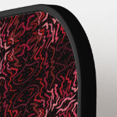 Pink And Red Dots And Squiggles Pattern On Black ピックルボールラケット (左詳細)