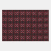 Pink And Red Dots And Squiggles Pattern On Black ラッピングペーパーシート (正面3)
