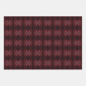 Pink And Red Dots And Squiggles Pattern On Black ラッピングペーパーシート (正面)