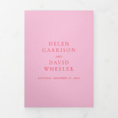 Pink and Red Elegant Classic Wedding 三つ折り招待状 (カバー)