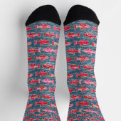 Pink and Red Fish for Valentine's Day Stylish ソックス (上部)