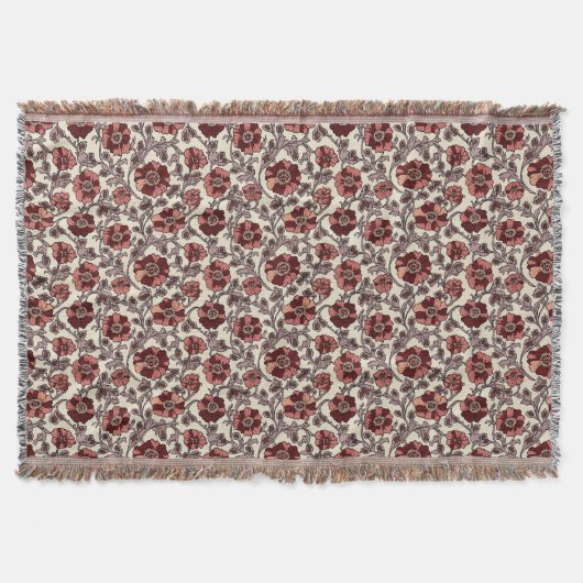 Pink and Red Floral  スローブランケット (正面)