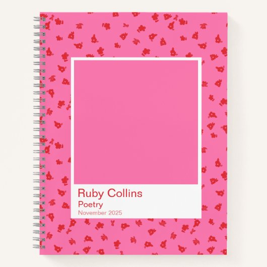 Pink and Red Floral Aesthetic Notebook ノートブック (正面)