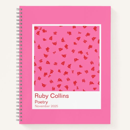 Pink and Red Floral Aesthetic Notebook ノートブック (正面)