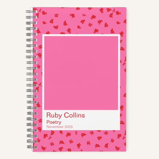 Pink and Red Floral Aesthetic Notebook ノートブック (正面)