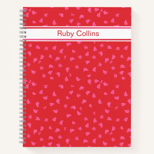 Pink and Red Floral Spiral Notebook ノートブック (正面)