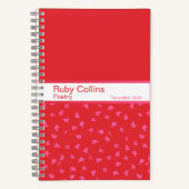 Pink and Red Floral Split Pattern Notebook ノートブック (正面)