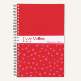 Pink and Red Floral Split Pattern Notebook ノートブック