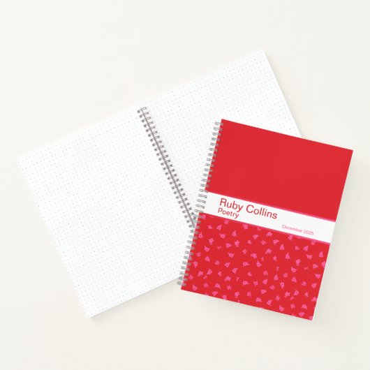 Pink and Red Floral Split Pattern Notebook ノートブック (内部)