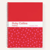 Pink and Red Floral Split Pattern Notebook ノートブック (正面)