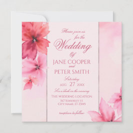 Pink and red flowers floral Wedding Invitation 招待状