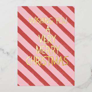 Pink and Red Foil Holiday Card 箔シーズンカード