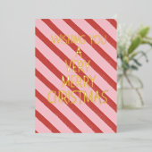 Pink and Red Foil Holiday Card 箔シーズンカード (立ち正面)