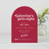 Pink and Red Galentine's Girls Night Party Modern 招待状 (スタンド正面)