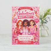 Pink and Red Galentine's Night Party Invitation 招待状 (スタンド正面)