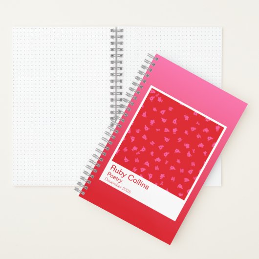 Pink and Red Gradient Floral Aesthetic Notebook ノートブック (内側)