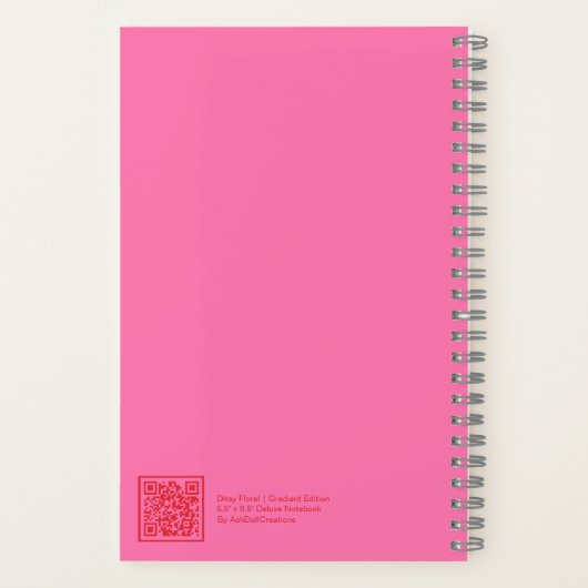 Pink and Red Gradient Floral Aesthetic Notebook ノートブック (裏面)