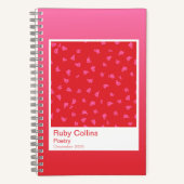 Pink and Red Gradient Floral Aesthetic Notebook ノートブック (正面)