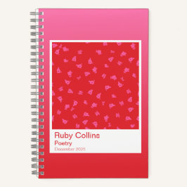 Pink and Red Gradient Floral Aesthetic Notebook ノートブック