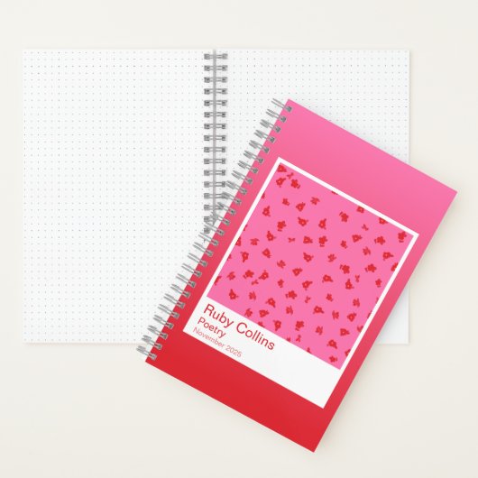 Pink and Red Gradient Floral Aesthetic Notebook ノートブック (内側)