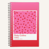 Pink and Red Gradient Floral Aesthetic Notebook ノートブック (正面)