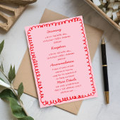 Pink and Red hand drawn heart Whimsical Wedding  招待状
