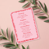 Pink and Red hand drawn heart Whimsical Wedding  招待状