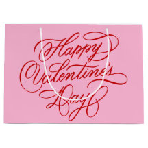 Pink and Red Happy Valentines Day Calligraphy