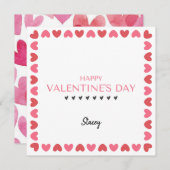 Pink and Red Heart Square Valentine Card (正面/裏面)