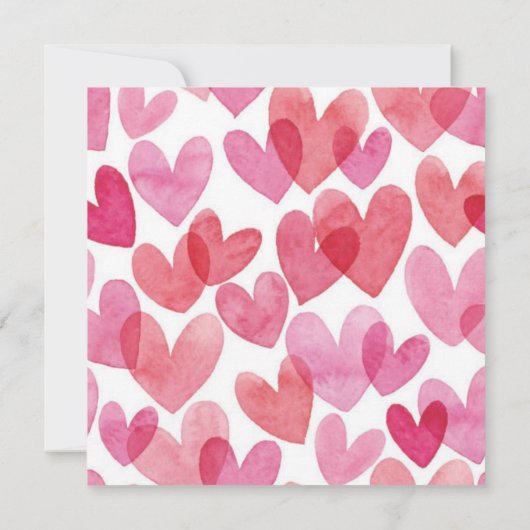 Pink and Red Heart Square Valentine Card (裏面)