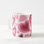 Pink and Red Layered Heart Pattern コーヒーマグカップ (正面左)