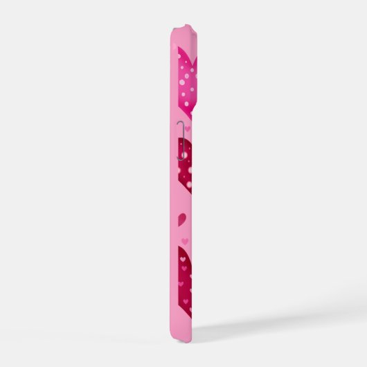 Pink and Red Patterned Hearts iPhone 15ケース (右側面)