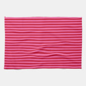 Pink and Red Peppermint Stripes キッチンタオル (横)