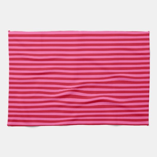 Pink and Red Peppermint Stripes キッチンタオル (横)