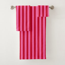 Pink and Red Peppermint Stripes バスタオルセット