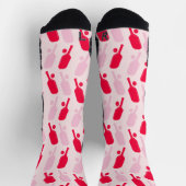 Pink and Red Pickleball Patterned ソックス (上部)