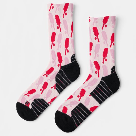 Pink and Red Pickleball Patterned ソックス (左)